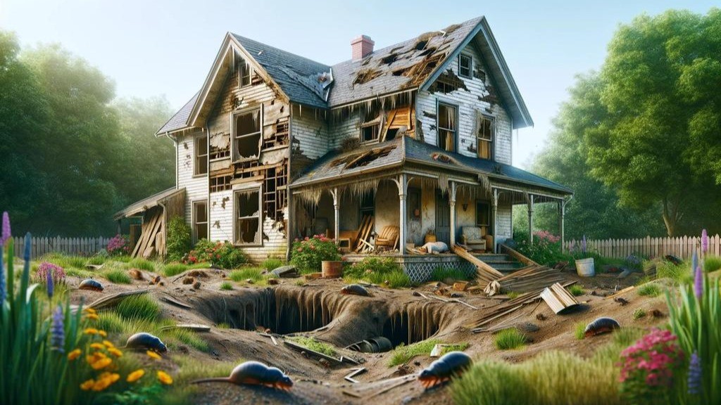 Neglected property with visible damage